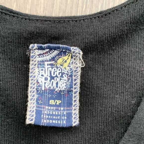 Free People Embellished Sparkle Shoulder Tank Top Draped Black Size S Y2k 2000s - Picture 8 of 11